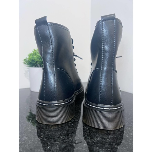 Black Combat Boots Lace Up Comfort Cushion Sole Size 11 - Picture 5 of 10